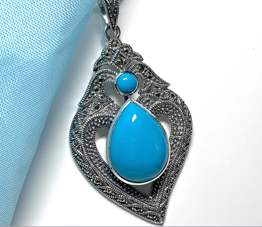 Turquoise Marcasite pendant