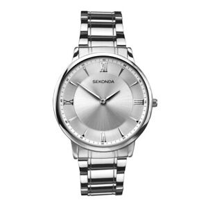 1196 Sekonda Men's Round Silver Dial Stainless Steel Bracelet Watch