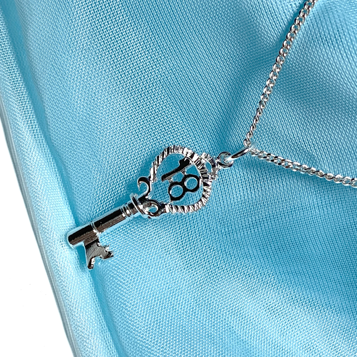 18 Key Sterling Silver Necklace Pendant Including Chain
