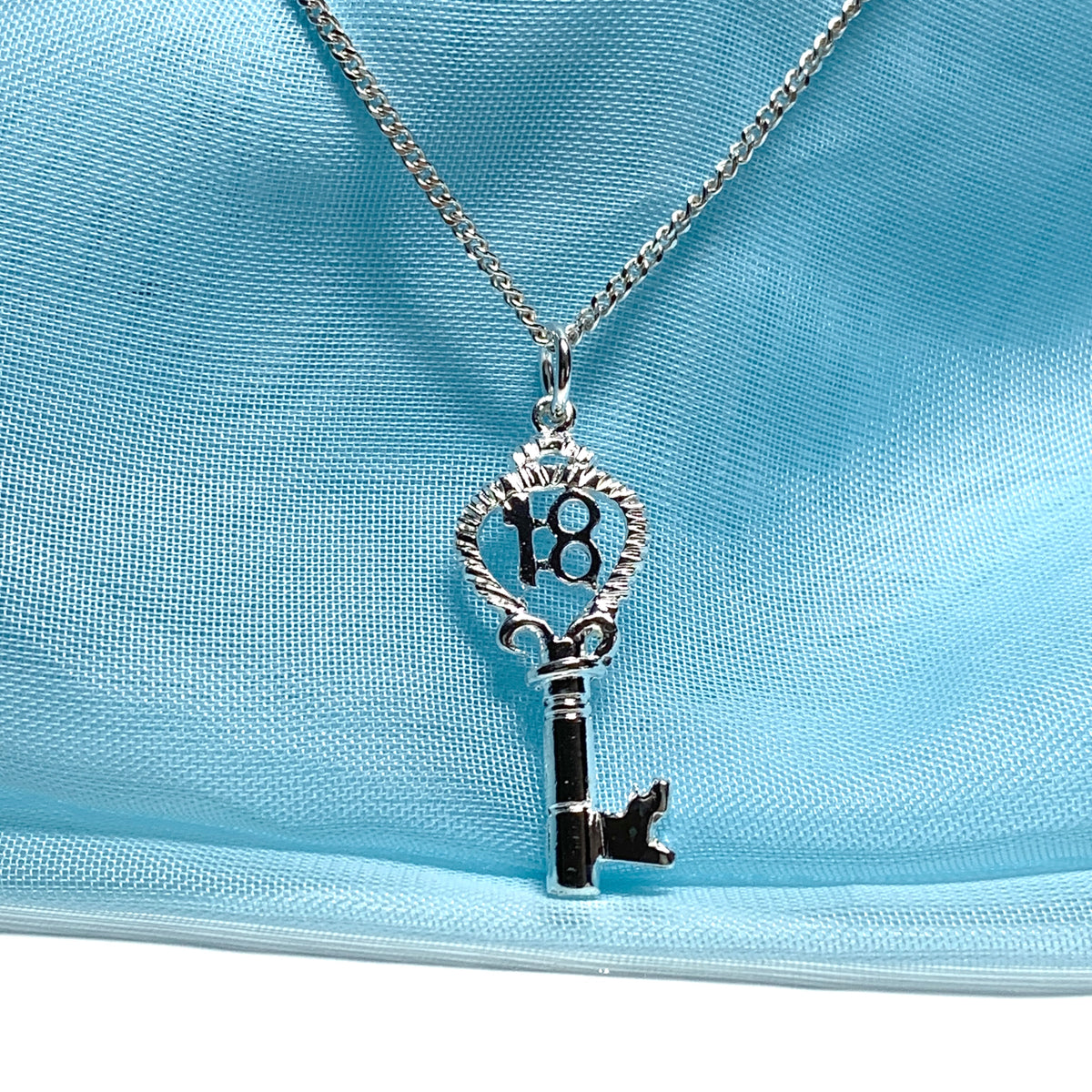 18 Key Sterling Silver Necklace Pendant Including Chain