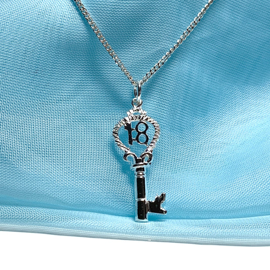 18 Key Sterling Silver Necklace Pendant Including Chain