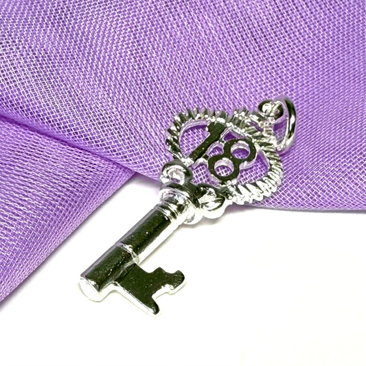 18th Key Charm Sterling Silver