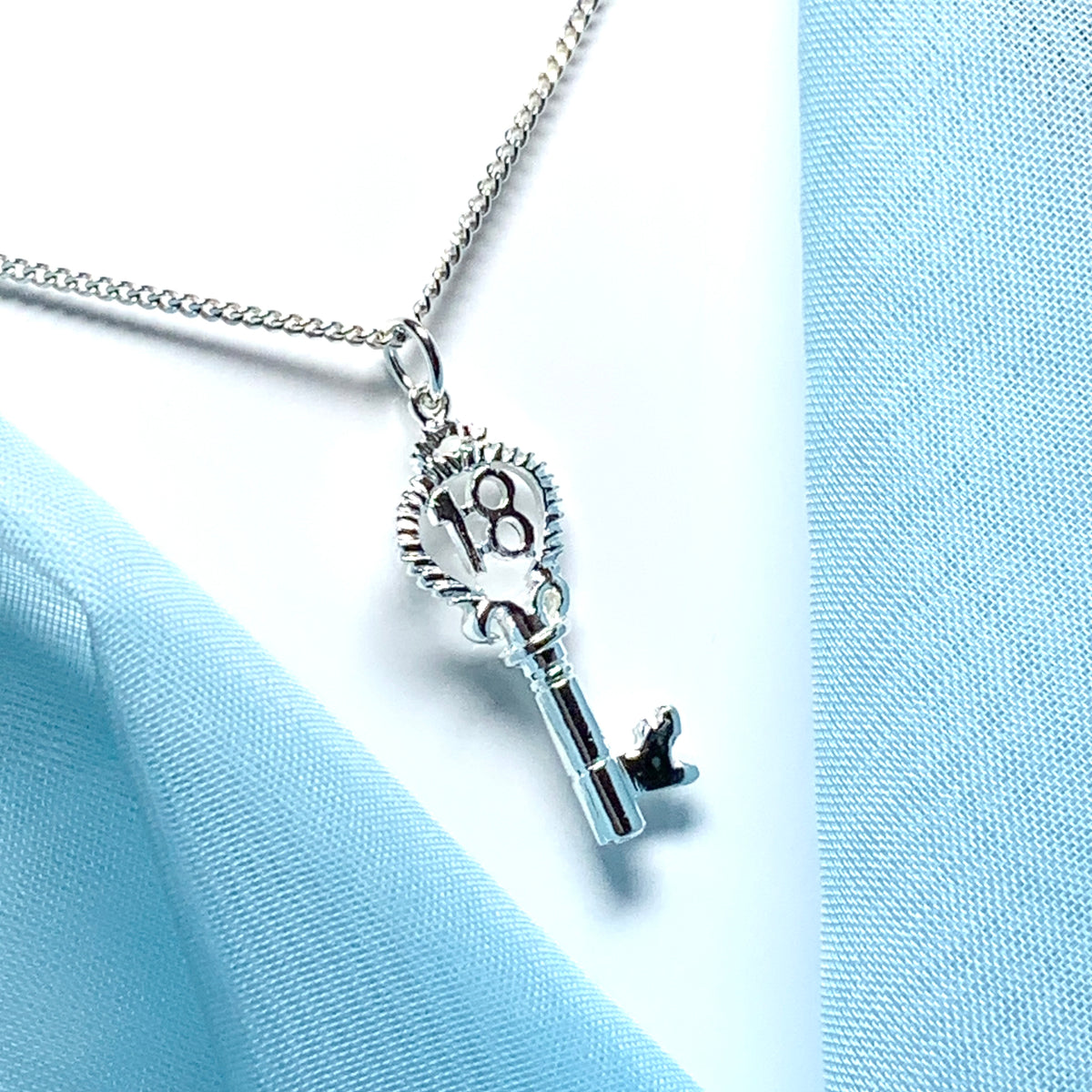 18 Key Sterling Silver Necklace Pendant Including Chain