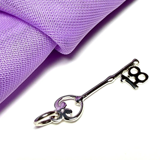18th Birthday Key Sterling Silver Charm