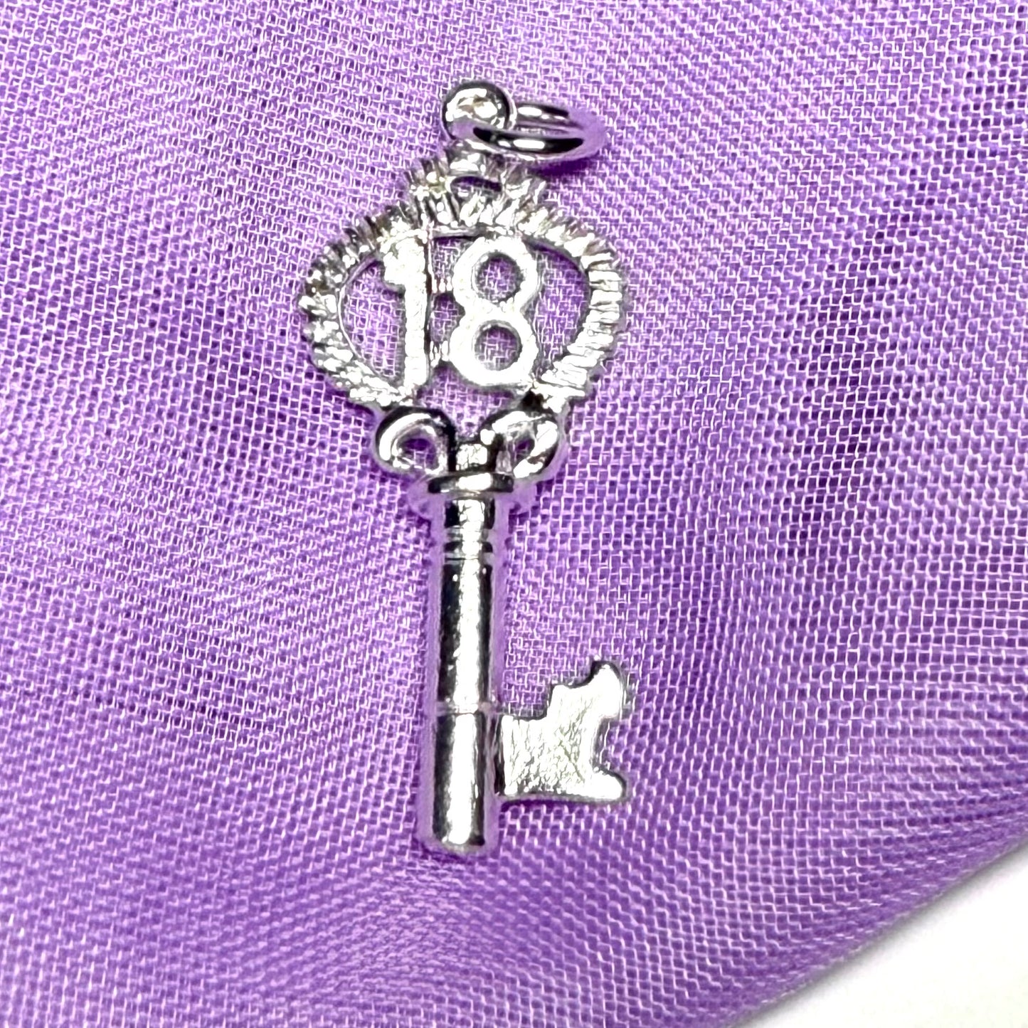 18th Key Charm Sterling Silver