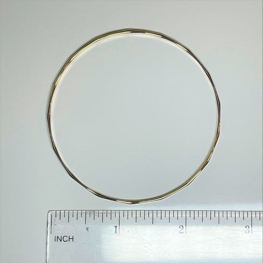 2 mm yellow gold solid faceted polished round slave bangle