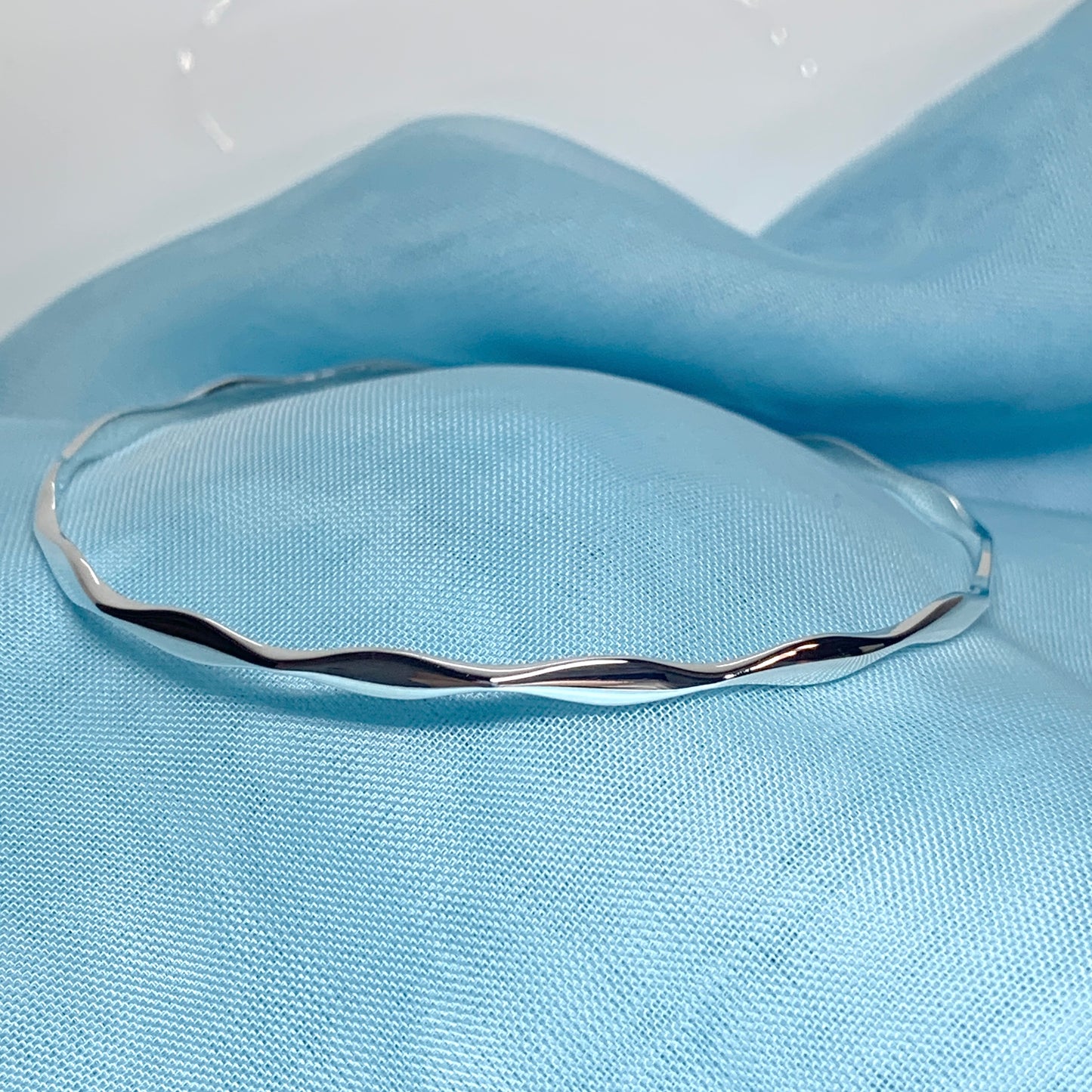 2.25 mm Round Faceted Plain Sterling Silver Polished Slave Bangle