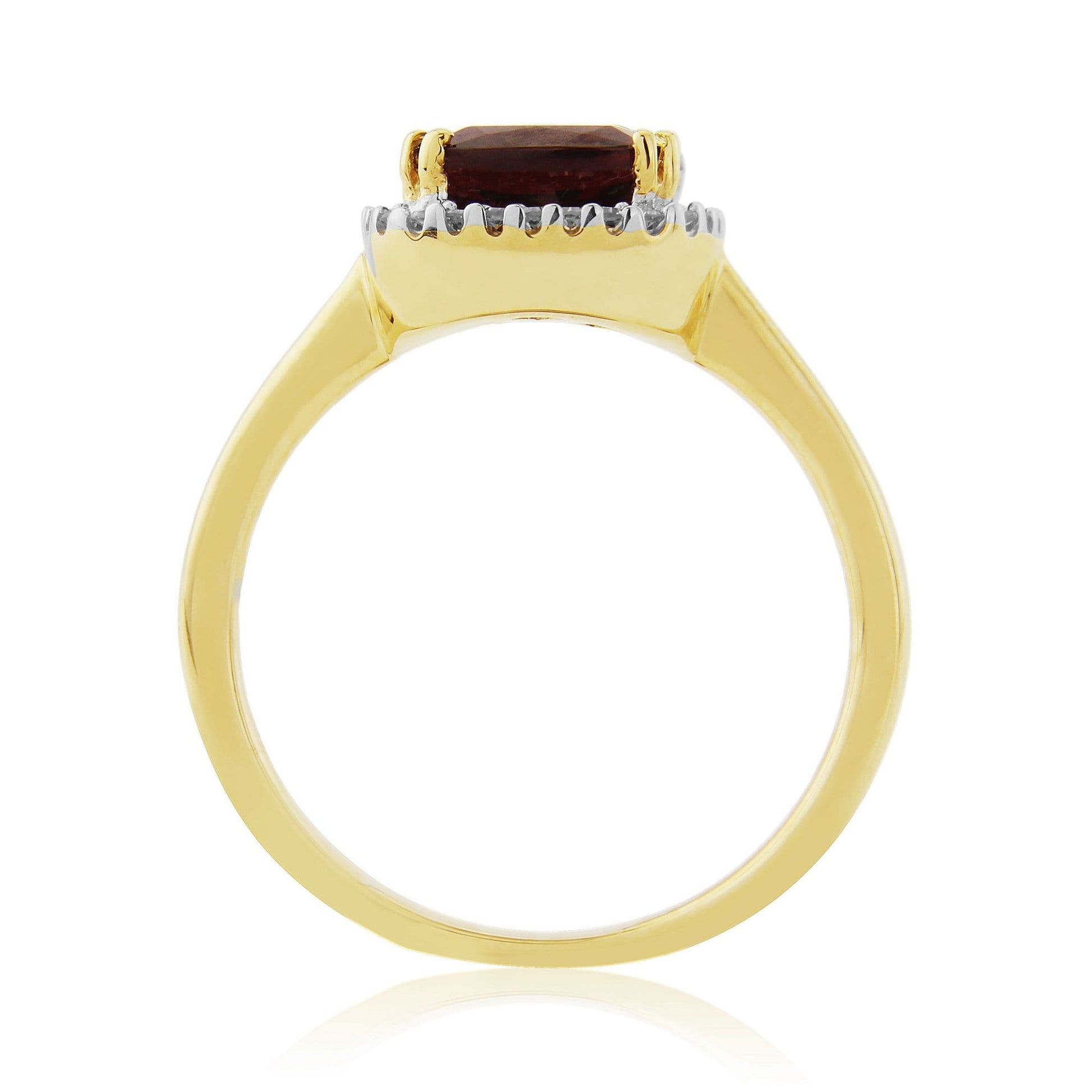 2.8 carat Garnet Cushion Shaped 18 Carat Yellow Gold Garnet And Diamond Cluster Ring