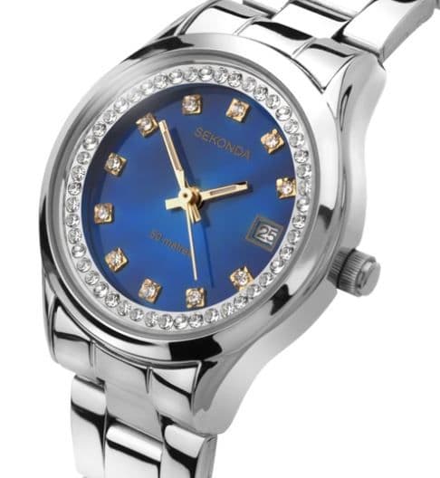 2147 Sekonda Midnight Star Round Blue Ladies Stainless Steel Bracelet Watch