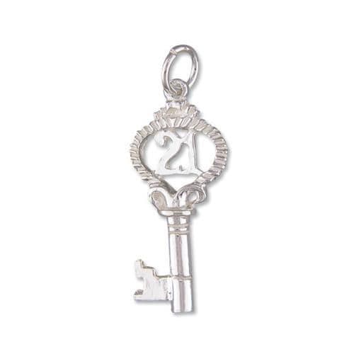 21 Key Sterling Silver Necklace Pendant Including Chain