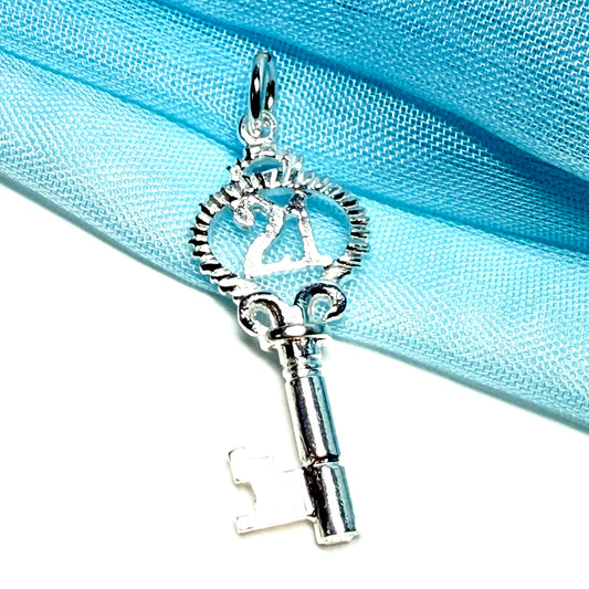 21 Key charm solid sterling silver 21st Birthday present