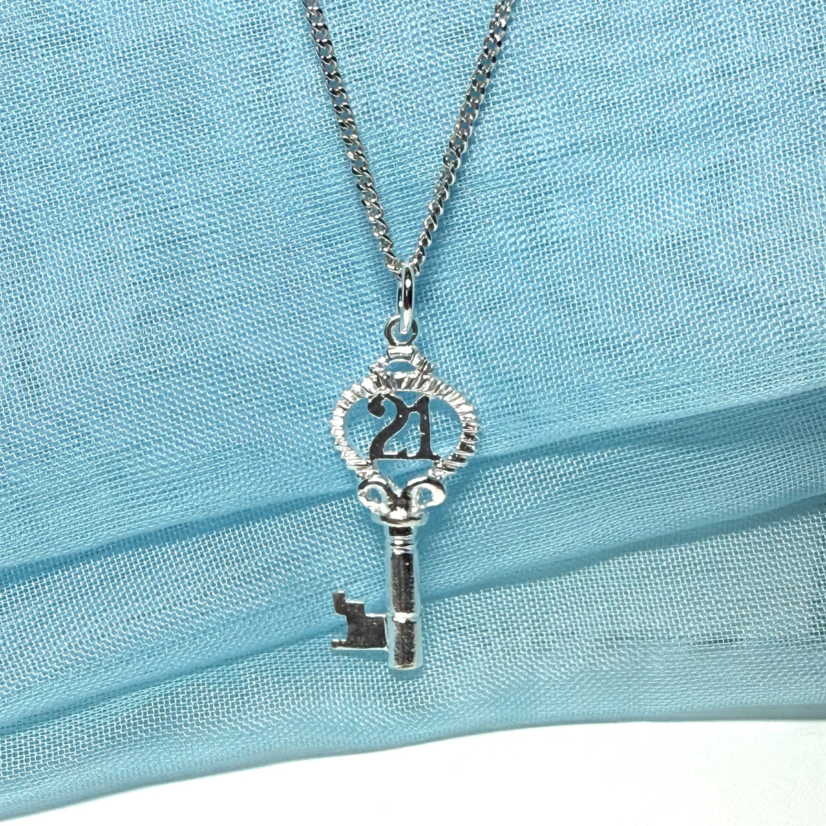 21 Key sterling silver necklace pendant including chain