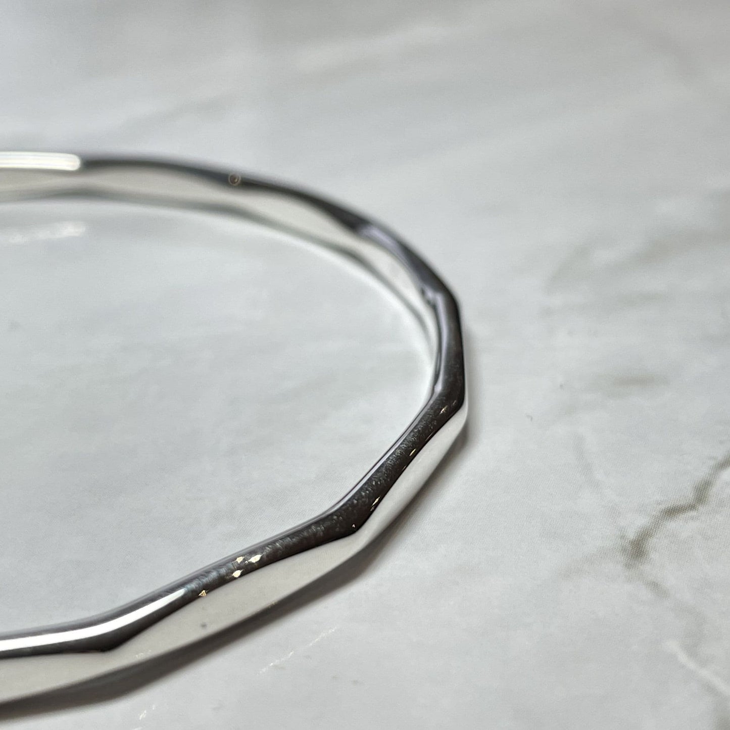 3 mm Heavy Round Faceted Plain Sterling Silver Polished Slave Bangle