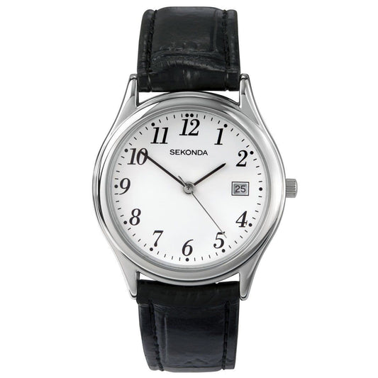 3473 Sekonda Round Watch Men's With A Really Clear Dial White Dial With Black Arabic Numbers Date
