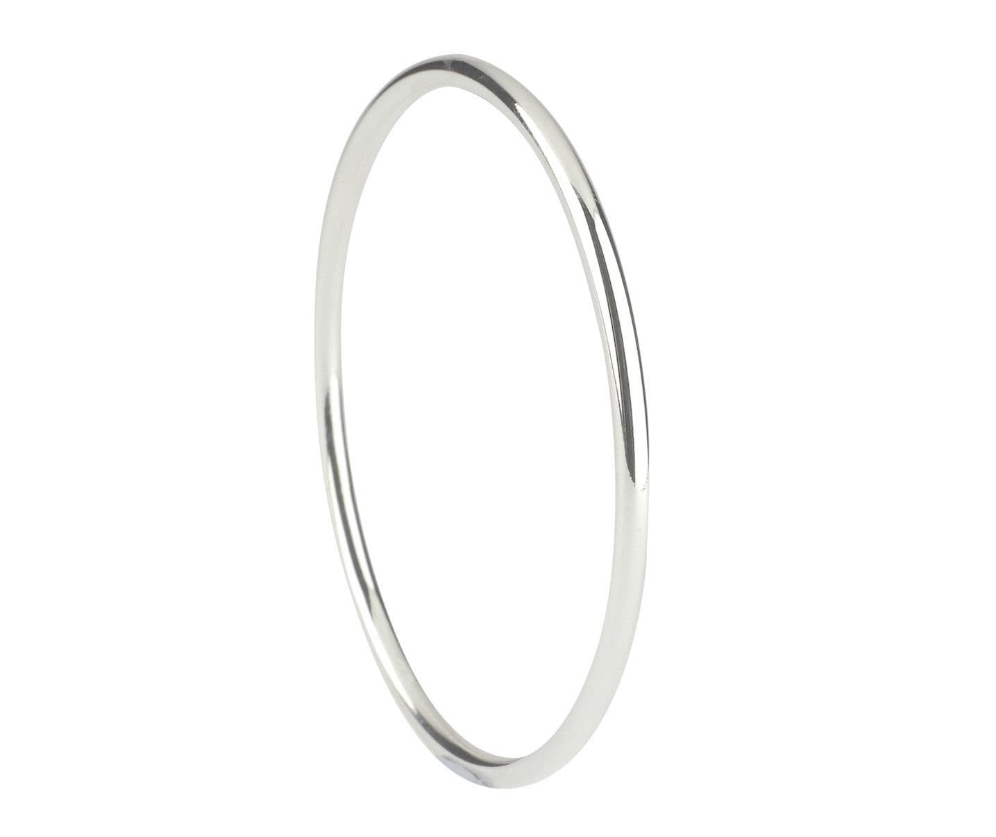 3 mm rounded plain sterling silver polished slave bangle