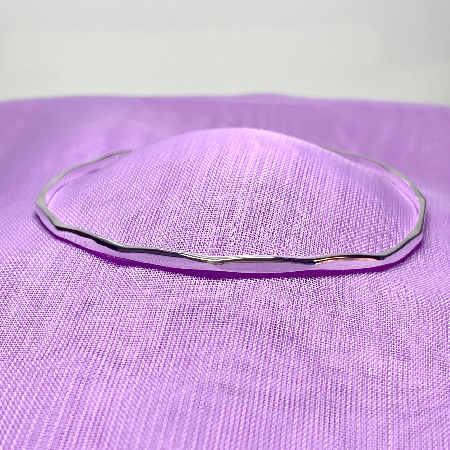 3 mm round faceted plain sterling silver polished slave bangle