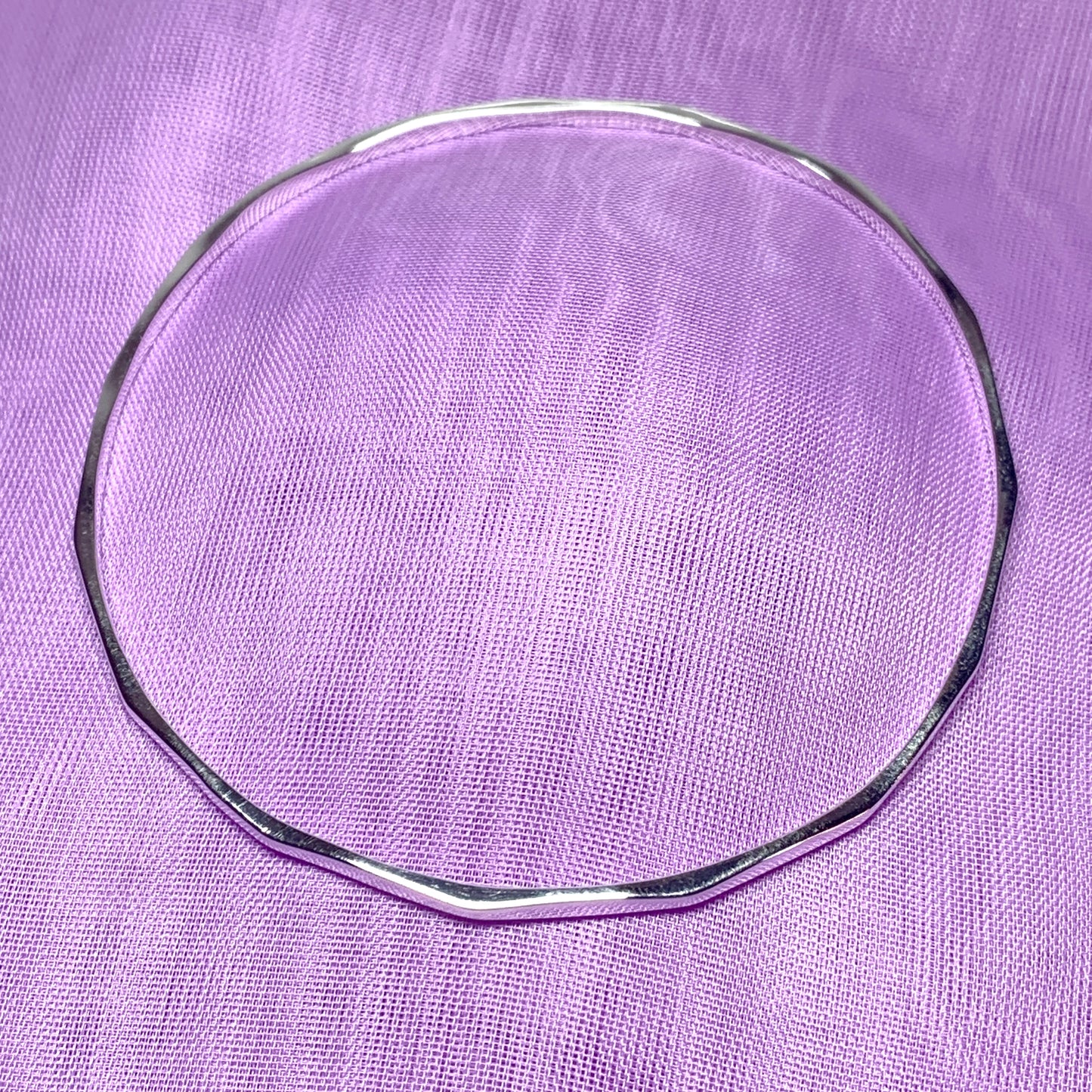 3 mm round faceted plain sterling silver polished slave bangle