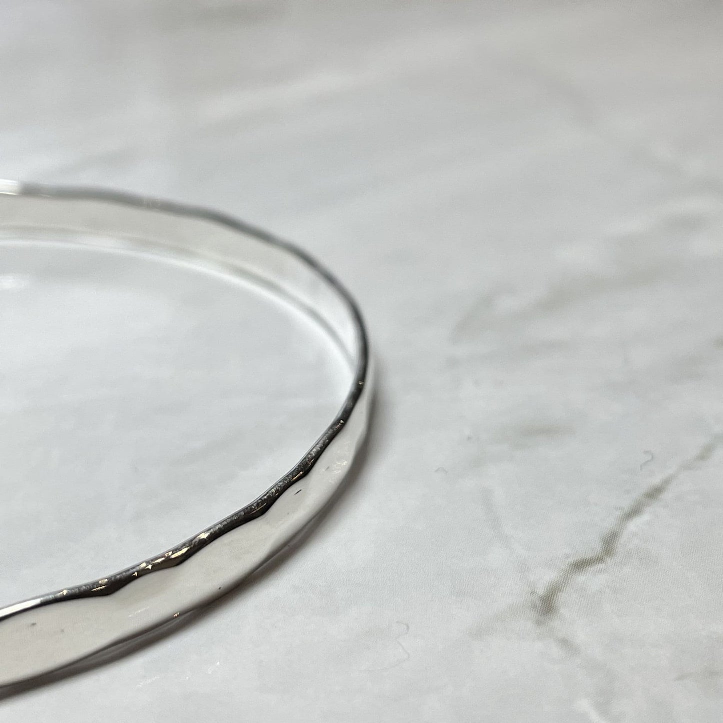 Round faceted plain sterling silver polished slave bangle