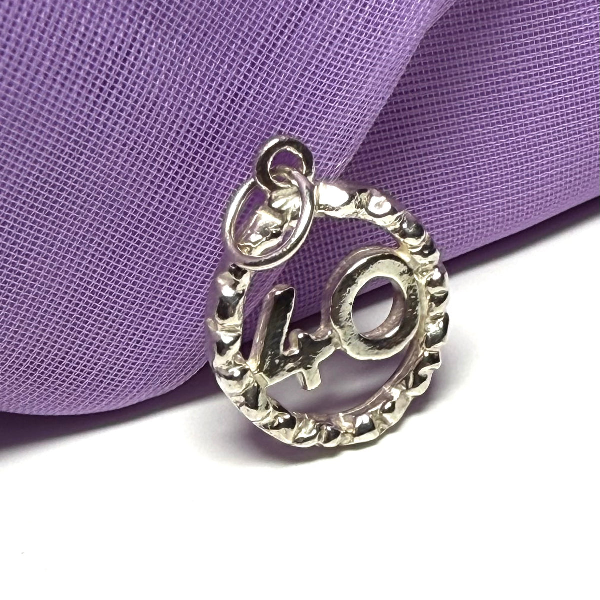 40th Birthday Round Circle Solid Sterling Silver Charm
