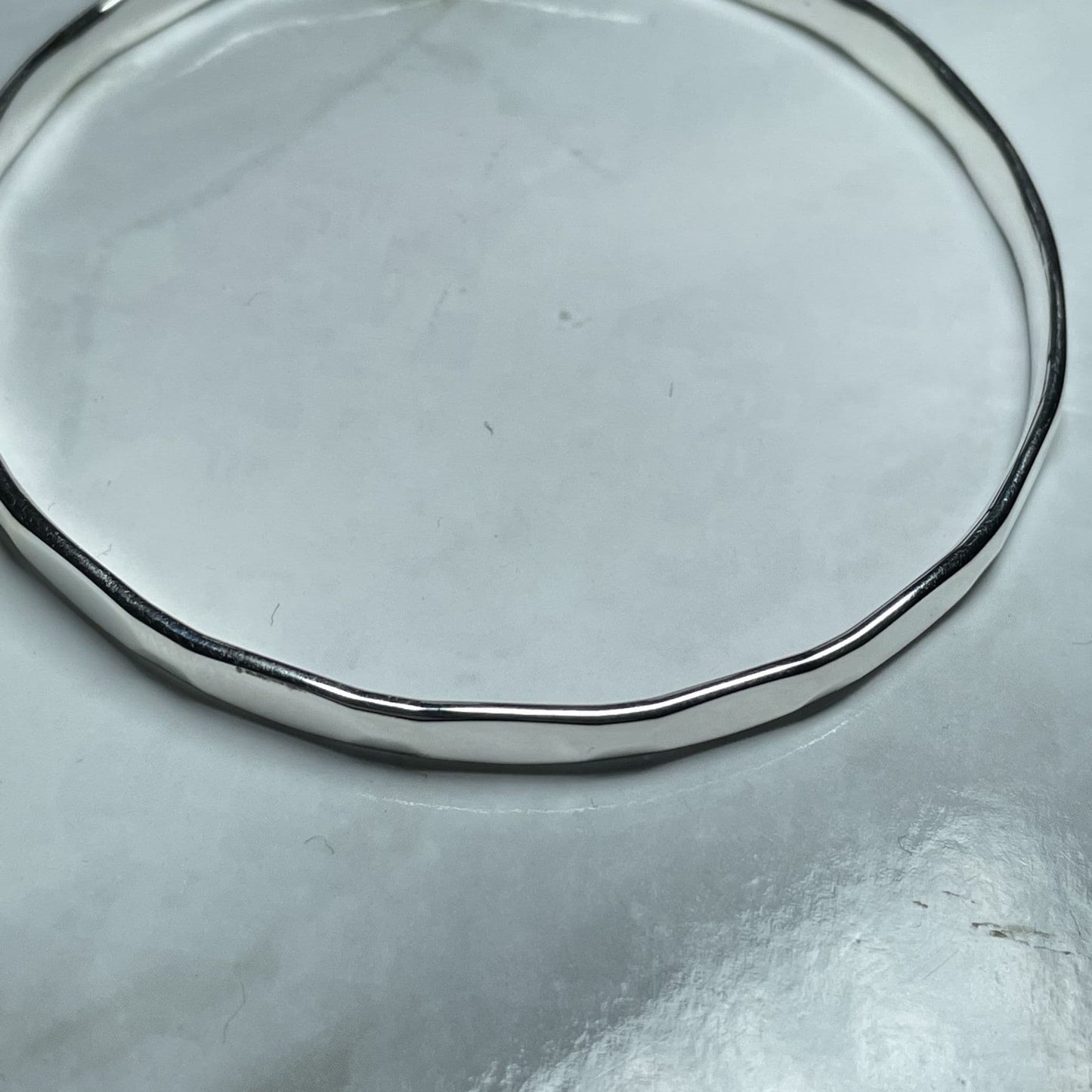 4 mm heavy round faceted plain sterling silver polished slave bangle