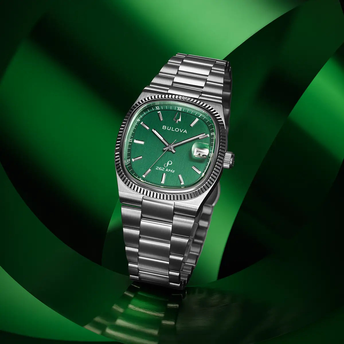 96B439 Bulova Watch Stainless Steel Green Dial Bracelet Super Seville Precisionist
