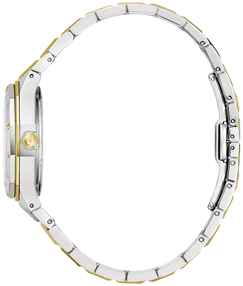 98P234 Bulova Diamond Set Watch Two Tone Stainless Steel Silver Dial Bracelet Prestige