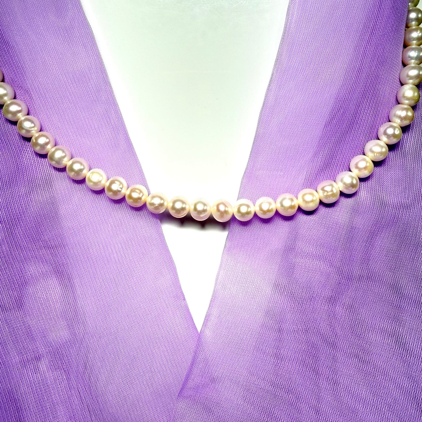 Real freshwater cultured pearl single row necklace uniform 7 mm round pearls