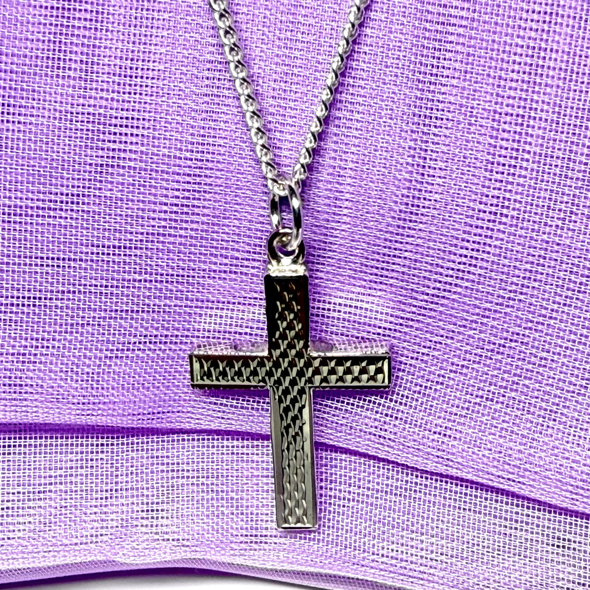 Cross solid necklace patterned sterling silver including chain