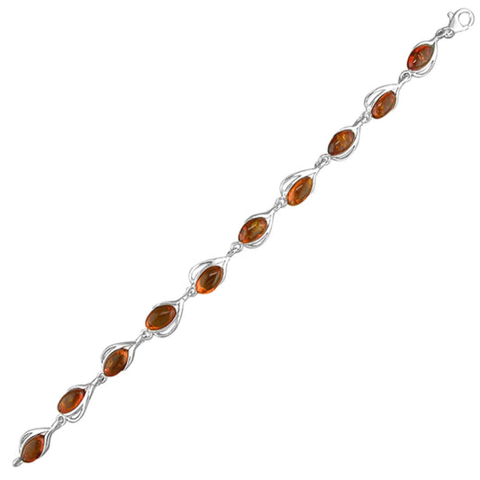 Amber sterling silver oval bracelet