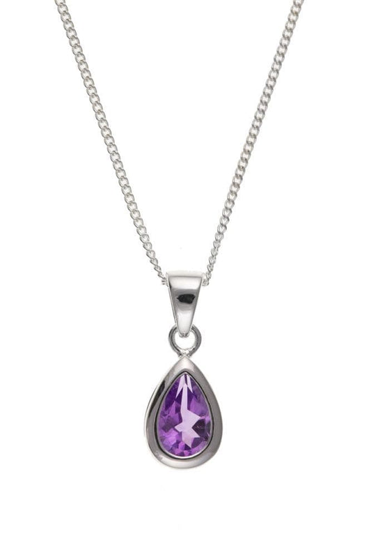 Amethyst Pear Shaped Sterling Silver Necklace