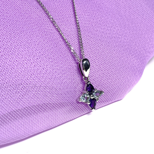 Amethyst and blue topaz necklace pendant