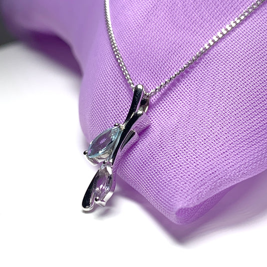 Amethyst and blue topaz swirl necklace pendant