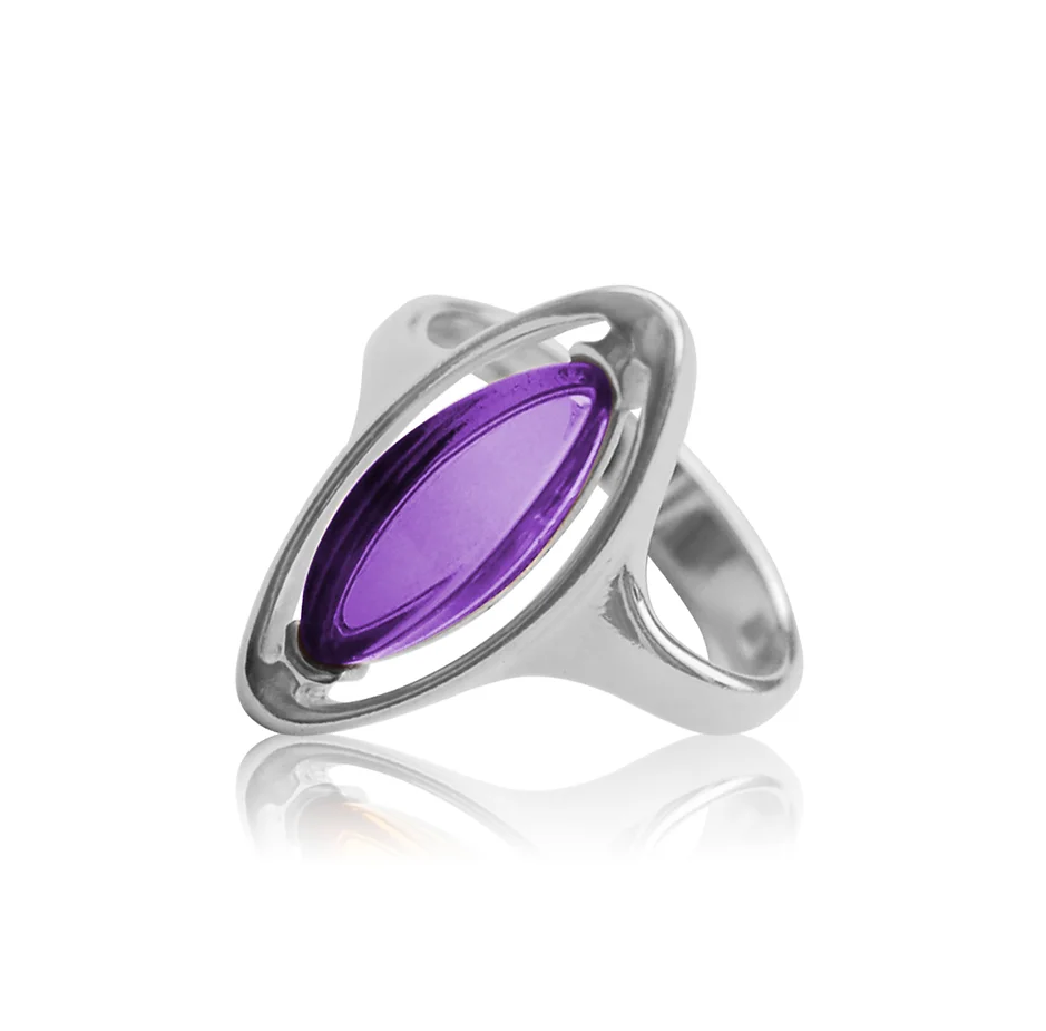 Marquise amethyst sterling silver fancy dress cocktail ring