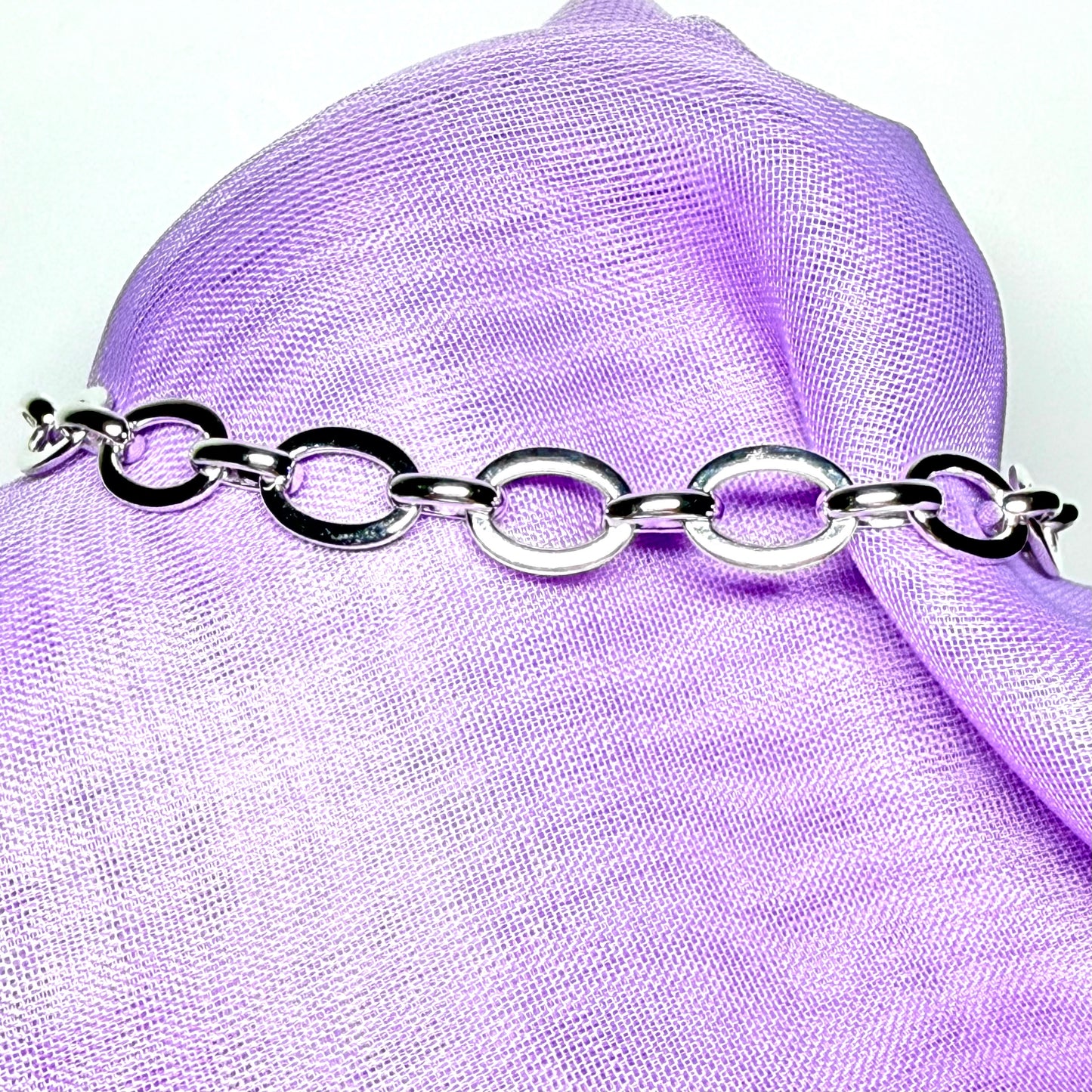 Oval Link Ladies Polished Solid Sterling Silver Bracelet