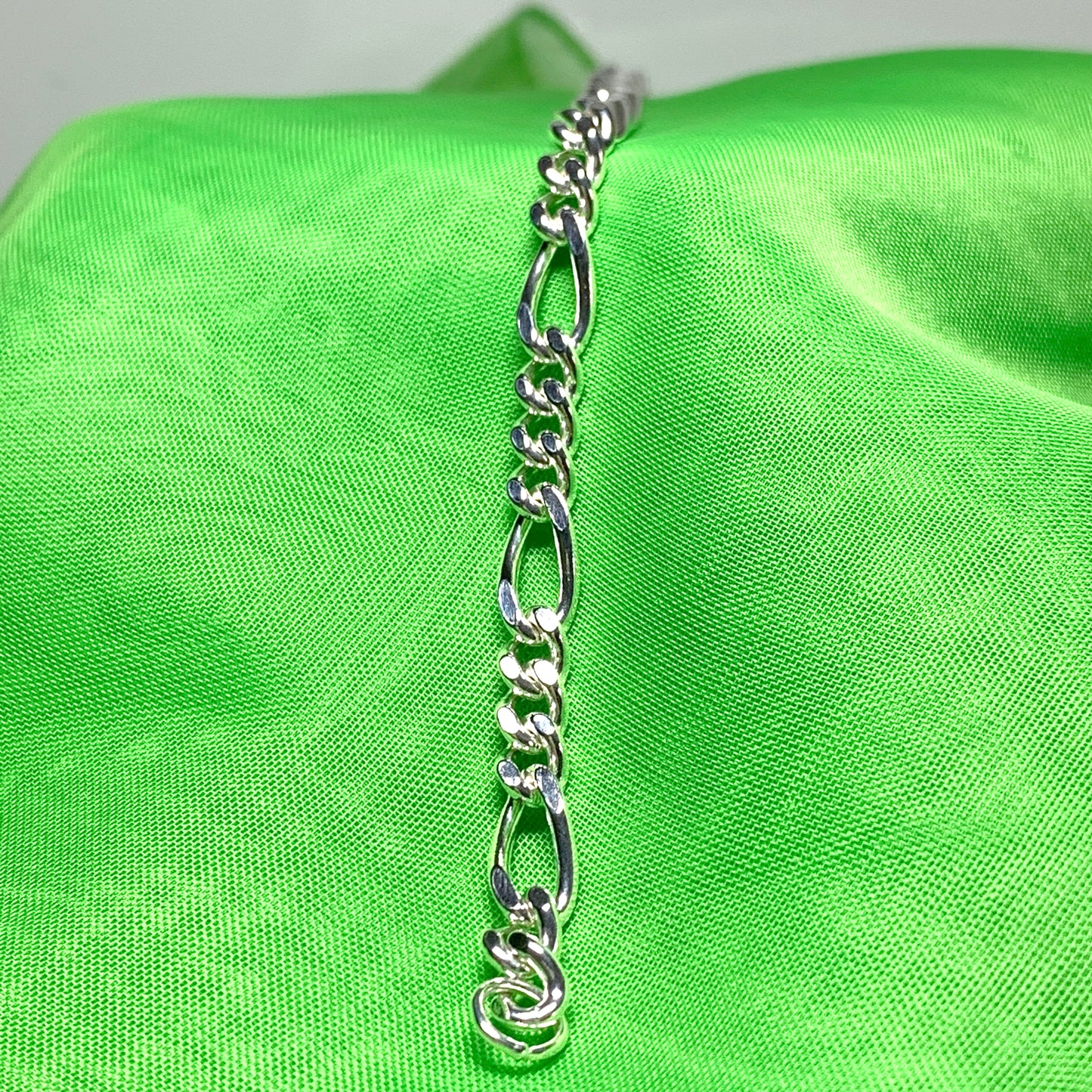 Anklet 3 + 1 Figaro Solid Sterling Silver Ankle Chain