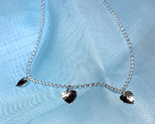 Anklet triple heart shaped sterling silver ankle chain