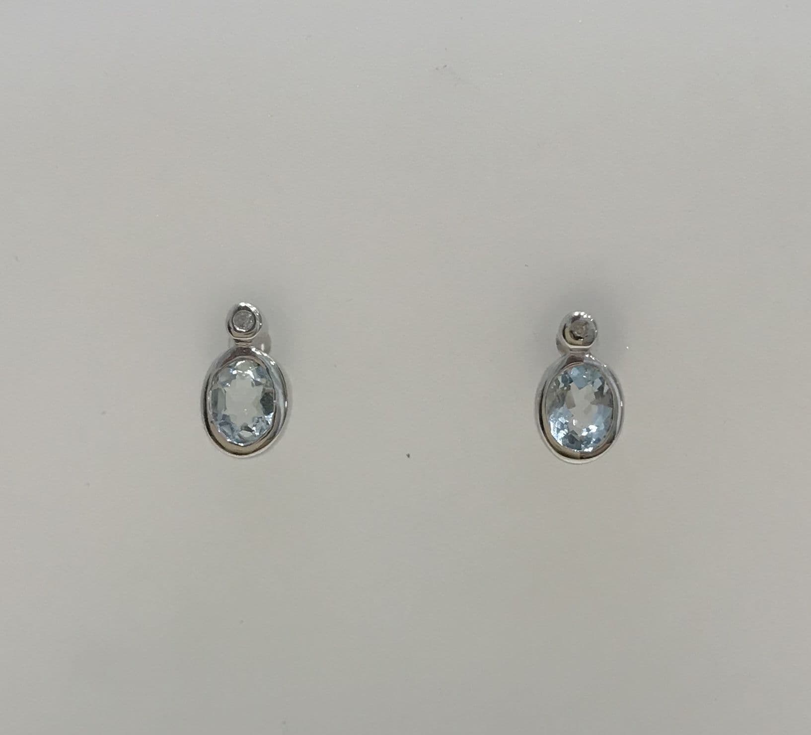 Aquamarine And Diamond 9 Carat White Gold Earrings