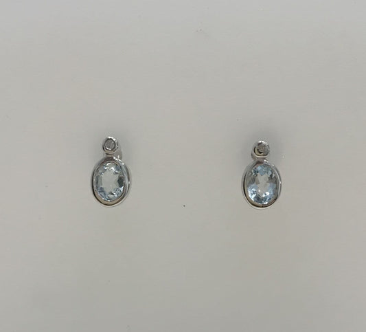 Aquamarine And Diamond 9 Carat White Gold Earrings
