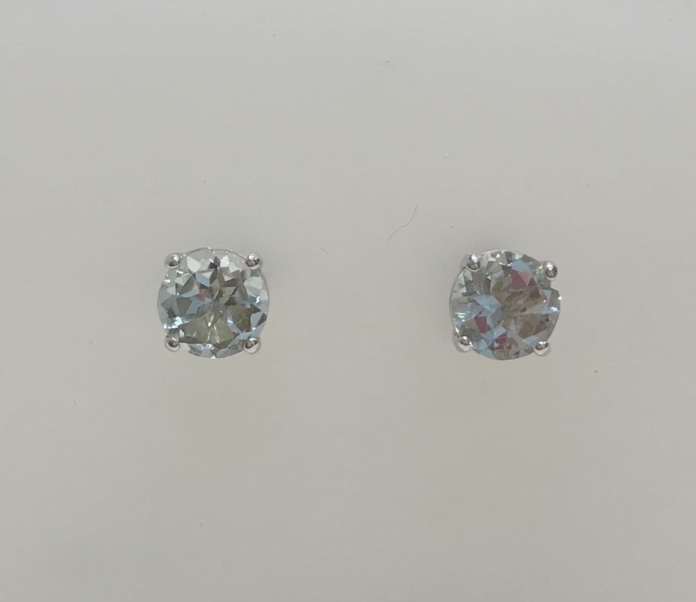 Aquamarine Round White Gold Earrings