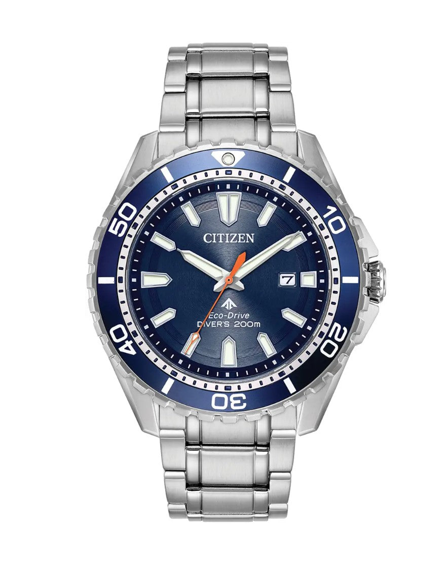 BN0191-55L Citizen Men's Divers Watch Stainless Steel Bracelet Blue Dial Eco-Drive