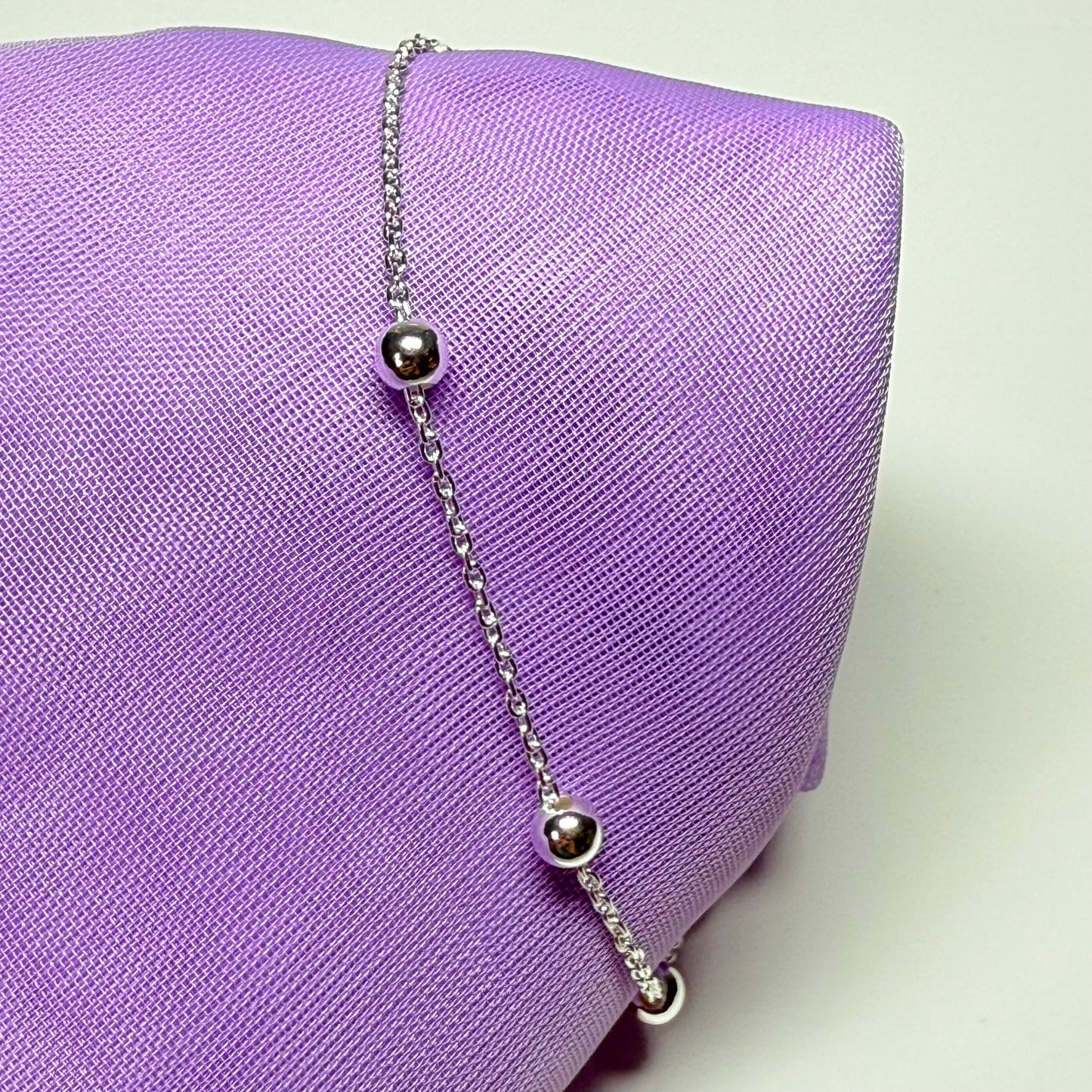 Ball bobble shaped charm bracelet ladies solid sterling silver