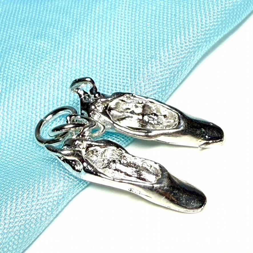 Ballet slippers solid charm sterling silver ballerina slippers