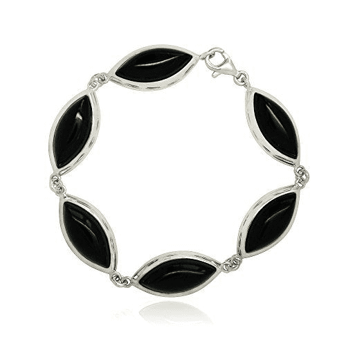 Black Sterling Silver Jet Marquise Bracelet