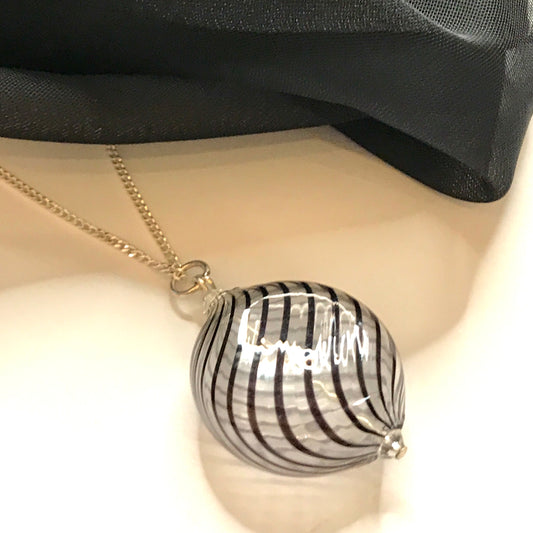 Black and white Real Murano necklace bubble pendant