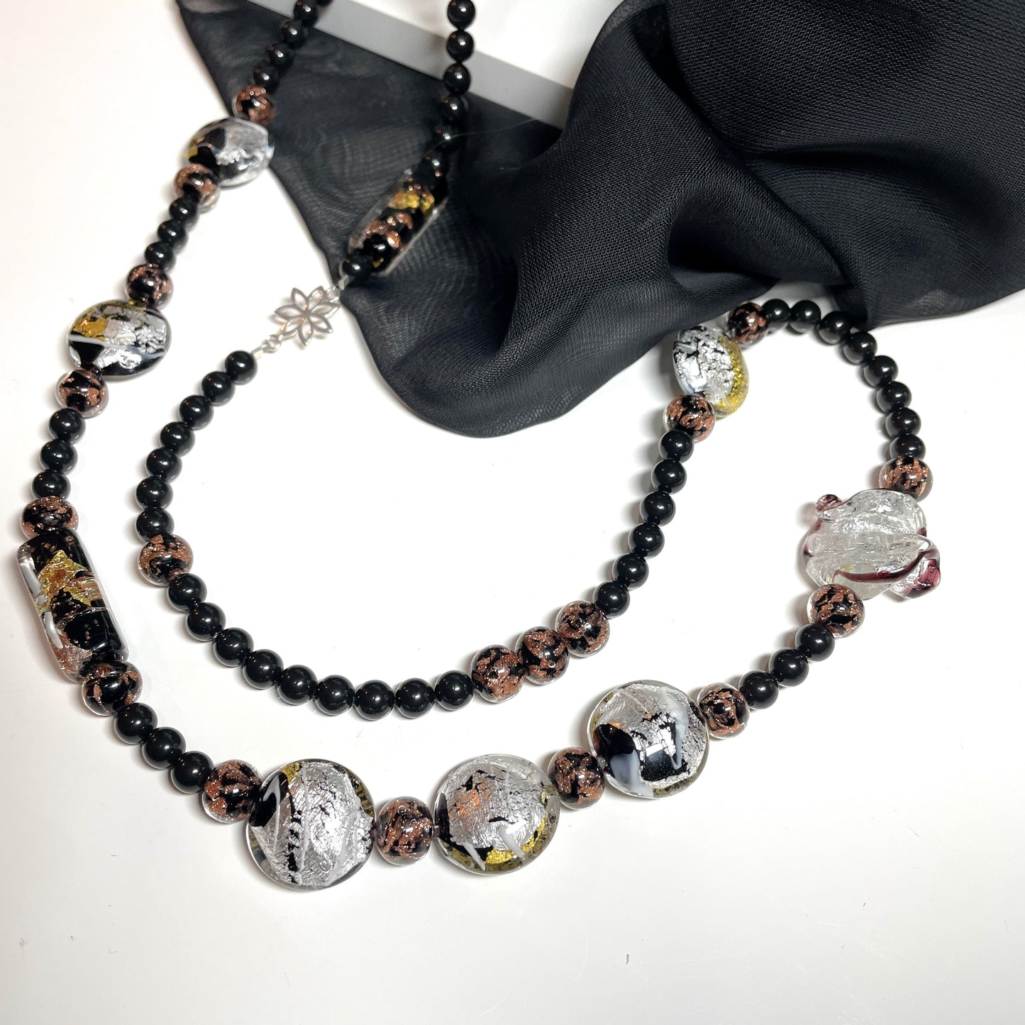 black and gold bead necklace