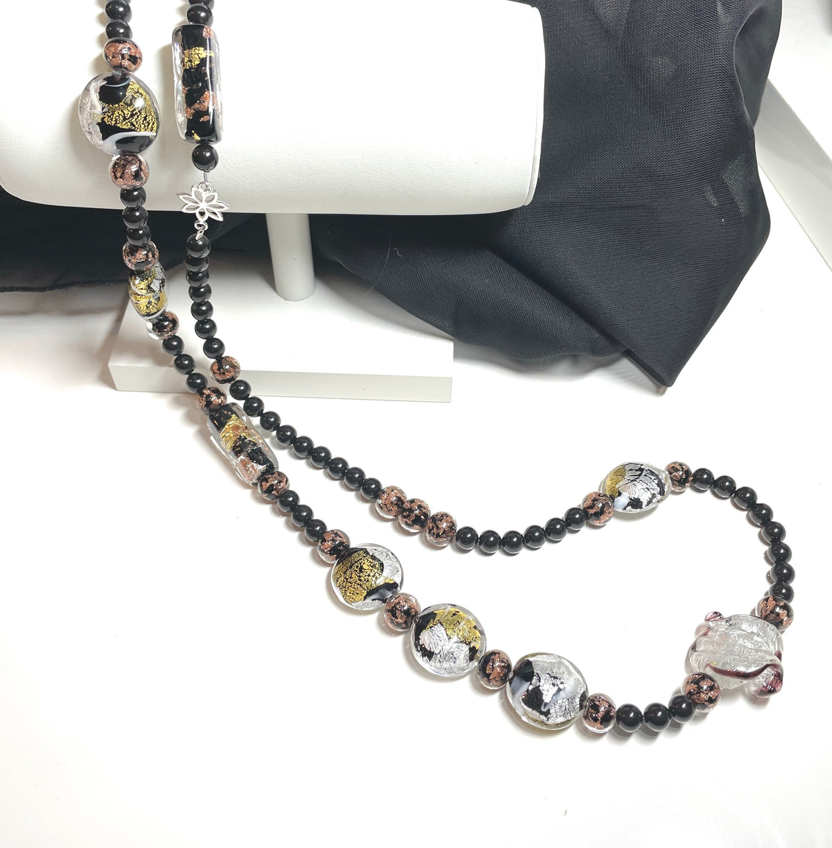 black and gold beaded necklace