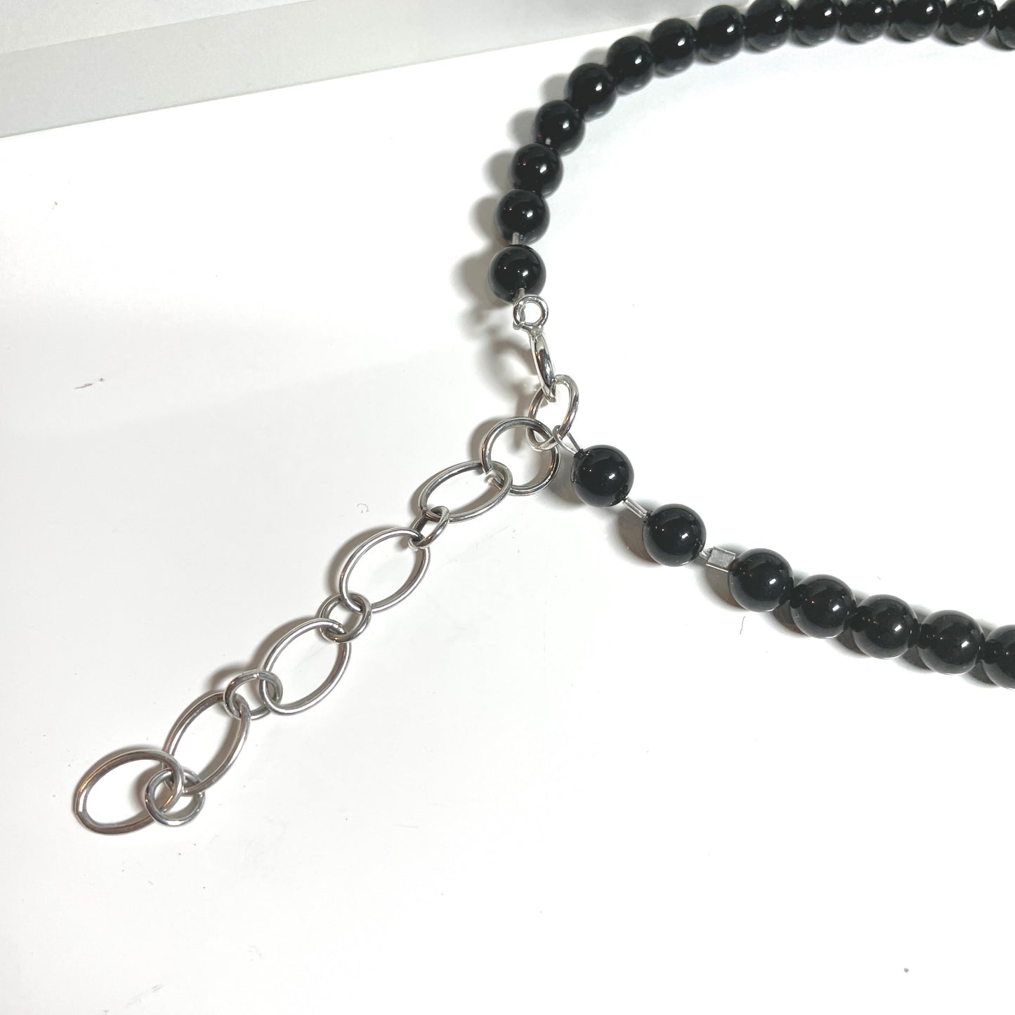 Unique black beaded Murano glass necklace