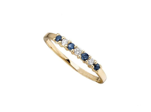 Blue Sapphire And Diamond Claw Set Eternity Ring