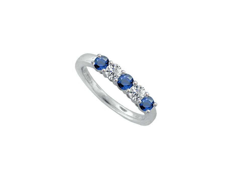 Blue Sapphire And Diamond Claw Set Eternity Ring White Gold