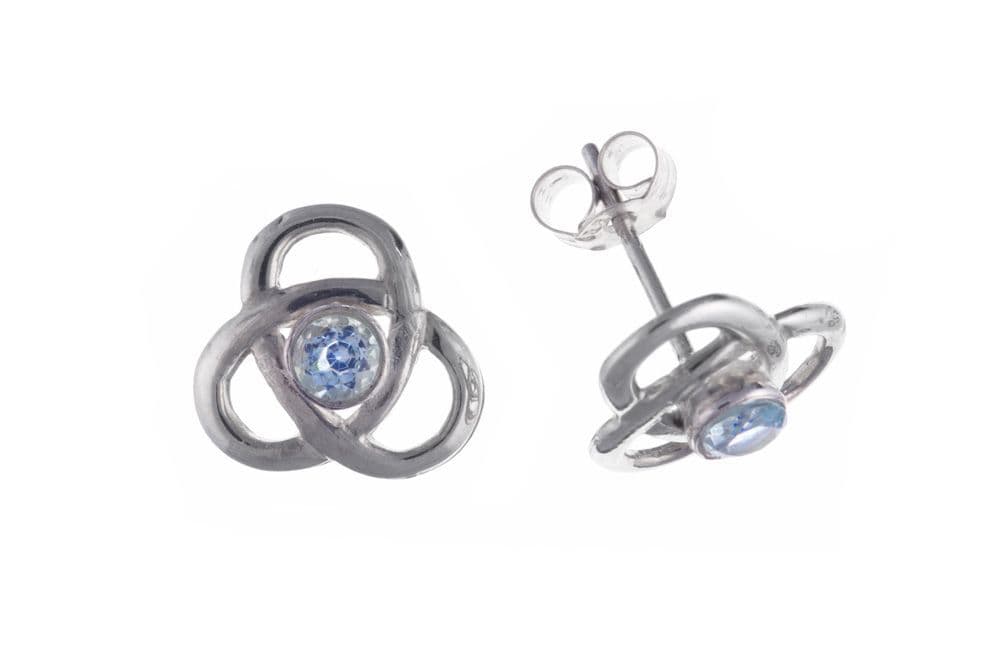 Blue Topaz Sterling Silver Celtic Stud Earrings